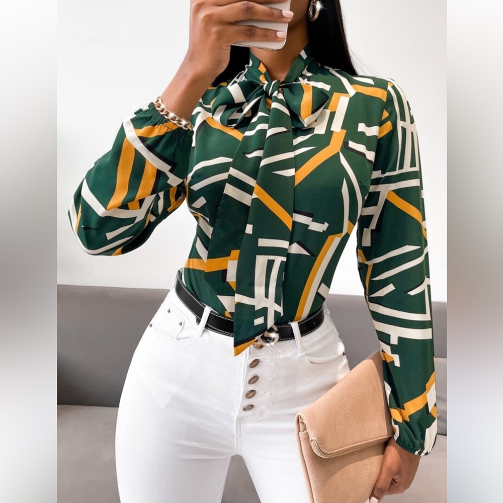 Green Tie Front Blouse